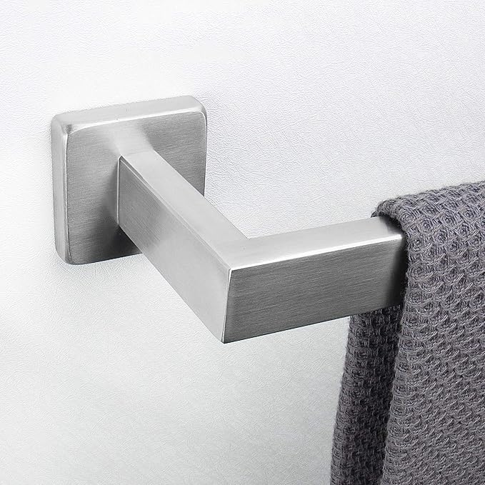 NearMoon Towel Bar, Bath Accessories Premium Thicken Stainless Steel Square Shower Towel Rack for Bathroom, Towel Holder Wall Mounted (1 Pack, Brushed Nickel, 27 Inch)