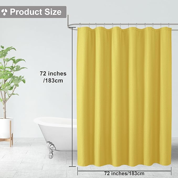 OVZME Berry Cute Shower Curtain, Embossed Textured Fabric Shower Curtain for Bathroom - Soft Cloth & Hotel Spa Luxury, Water Repellent, Machine Washable Shower Curtain, 72X72, Lemon Yellow