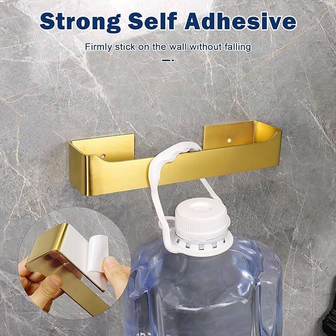 NearMoon Self Adhesive Hand Towel Holder/Towel Ring, Stainless Steel Hand Towel Bar Rustproof Stick on Wall-Towel Rack for Bathroom/Kitchen, Square Sticky and Wall Mounted (9 Inch, Brushed Gold)