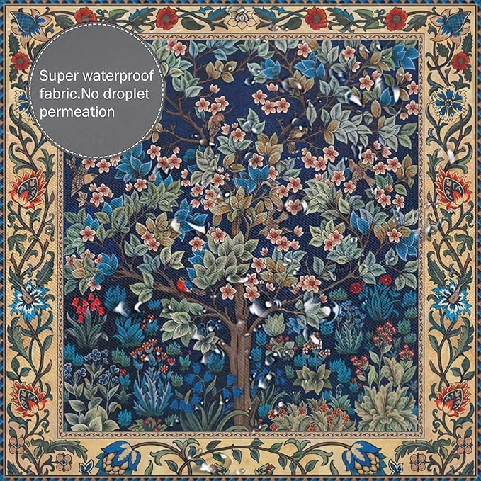 Boho Shower Curtains William Morris Art Retro Design Flower Trees Pattern Printed Shower Curtains 66""×72"" Inch, Style