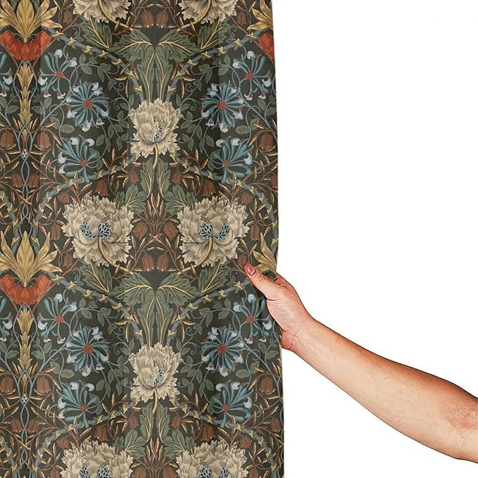Retro Flower Shower Curtains William Morris Vintage Country Boho Flower Art Print Shower Curtains 66""×72"" Inch, Style-1