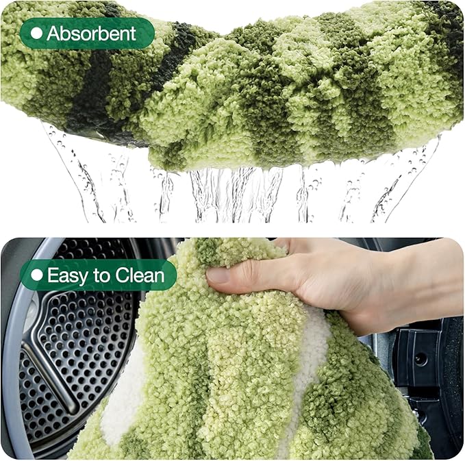 LUMI Cute Bathroom Rugs with Green Leaf Plant, Soft, Fluffy, Plush, Absorbent, Quick Dry, Non Slip, Machine Washable for Shower Floor, Bathroom, Bedroom,Kids Room, 24"x48", Palm Leaf
