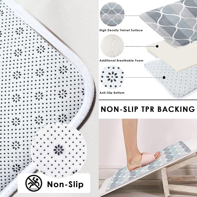 Geometric Grey Shower Curtain Set with Toilet Lid Cover and Non-Slip Rugs, Abstract 4 Pcs Shower Curtain for Bathroom, Modern Simple Bathroom Decor