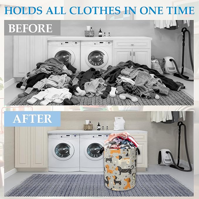 Dachshund Dog Laundry Basket Collapsible Laundry Hamper Clothes Toy Storage Bin for Bathroom Bedroom Room Decor 16" X 20.8"