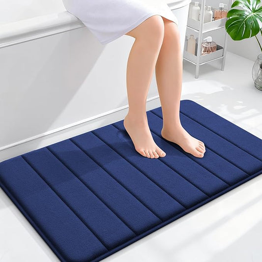 OLANLY Memory Foam Bath Mat 36x24, Super Soft Absorbent Bathroom Rugs, Quick Dry, Machine Washable Shower Floor Rugs, Bathmat Carpet, Bathroom Home Decor Accessories, Twilight Sapphire