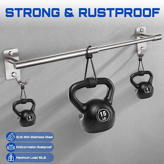 Adjustable Towel Rack for Bathroom, Stainless Steel Sturdy Towel Bar Rod (14.5”-23.6”) Wall Mount, Rustproof Towel Holder with Hanger Hook, Space-Saving Towel Rail for Bathroom Kitchen - Brushed