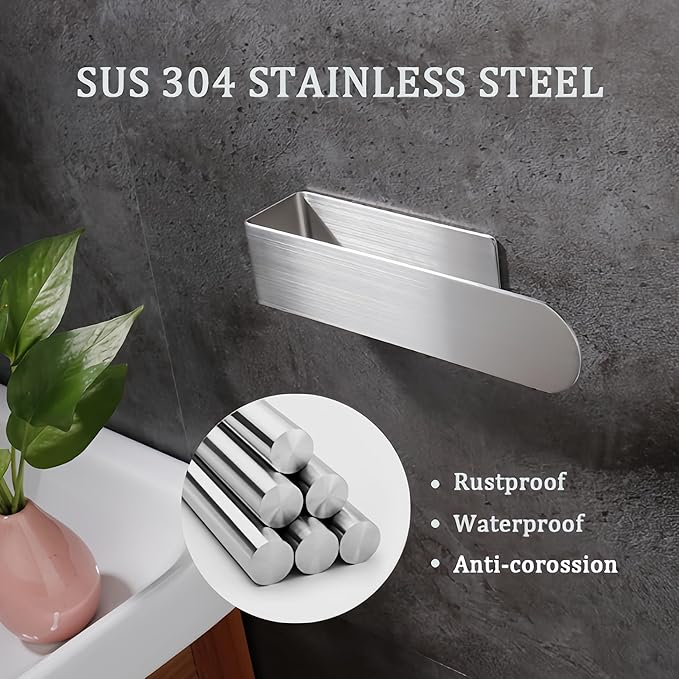 SEIDO Hand Towel Holder, Heavy Duty Self Adhesive Towel Bar ?€? No Drill Stick on Wall, SUS 304 Stainless Steel Towel Rack for Small Bathroom, Kitchen, RV, Brushed Nickel