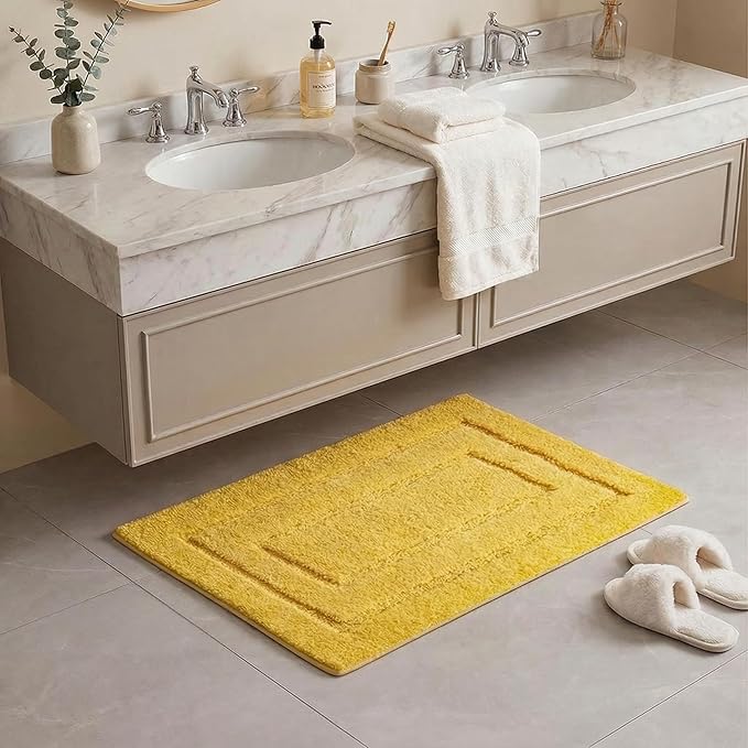 GRANNY SAYS Bathroom Rugs, Soft Bath Mats for Bathroom, Bath Rugs Non Slip Washable Rug, 32" x 20", Water Absorbing Bath Mat, Shaggy Rug Bath Mats for Floor, Yellow