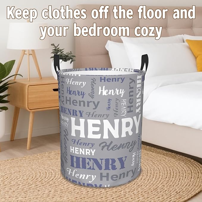 Custom Name Laundry Basket, Personalized Collapsible Laundry Hamper with Name for Bathroom Bedrooms, Customized Dirty Clothes Hamper Storage Basket Gifts for Kids Boys Girls Baby Men Women