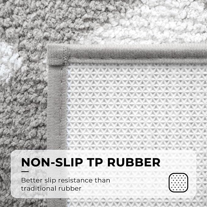 GRANNY SAYS Diamond Bathroom Rugs, 24" x 36", Non-Slip Bath Mats for Bathroom, Plush Shag Absorbent Microfiber Ultra Soft Bath Mat, Cute Washable Rug for Tub, Shower, Bedroom, Light Grey