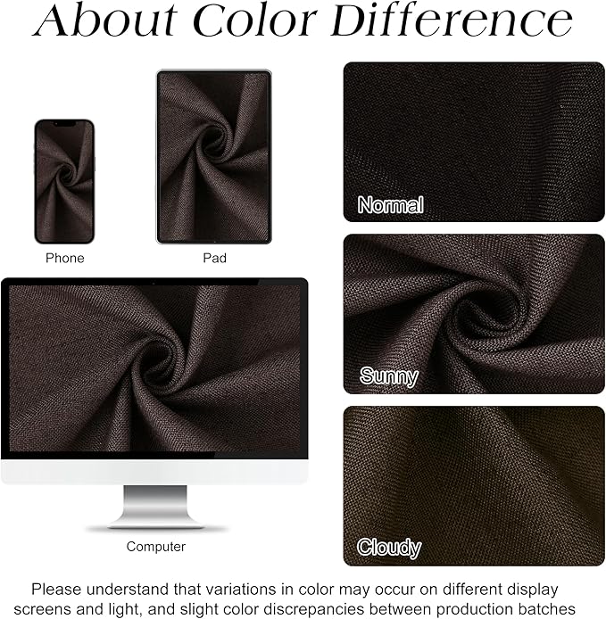 Naturoom Chocolate Brown 60 Inch Shower Curtain - Stall Narrow Half Linen Ultra Thick Fabric Shower Curtain Set with Hooks, Boho Farmhouse Rustic RV Camper Bath Curtains for Bathroom, 60x72