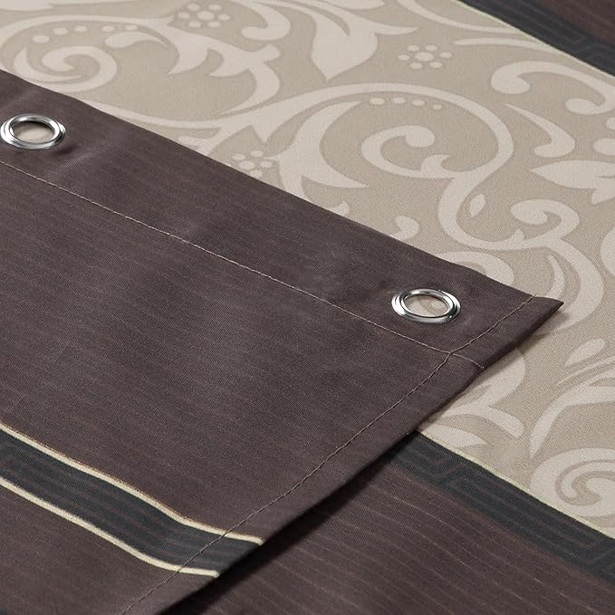 Long Fabric Shower Curtain, Brown Chocolate Tan Stripe Cloth Shower Curtains for Bathroom, Waterproof Bathroom Curtains, 78" W x 78" H