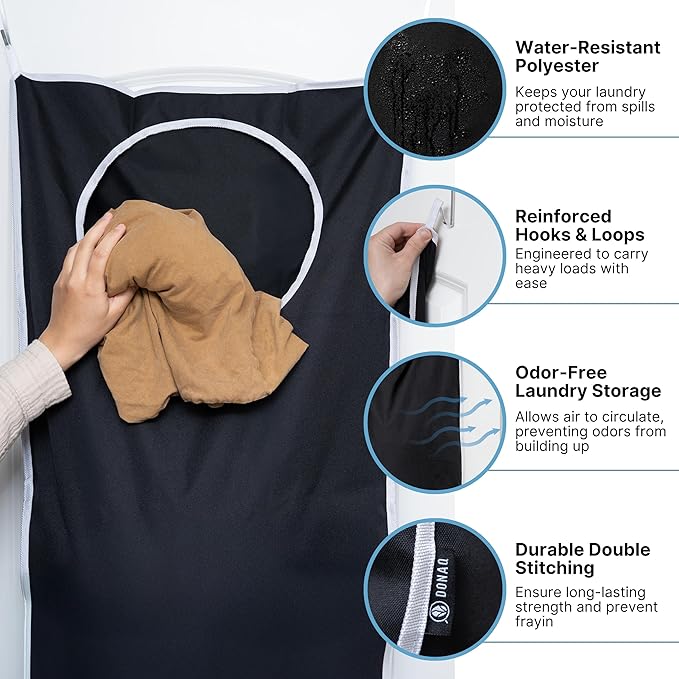 Hanging Laundry Hamper Bag XL 40x22", Space Saving over the Door Storage Bags, Behind the Door Hampers for Dirty Clothes & Wall Mounted Basket for Bathroom