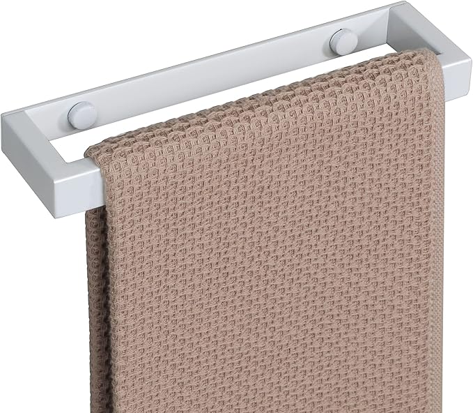 Alise Hand Towel Holder Towel Bar for Bathroom Wall Mount by Adhesive or Drilling,Towel Rack for Bathroom Lavatory,8 Inch SUS304 Stainless Steel Towel Rail Towel Hanger for Walls,White