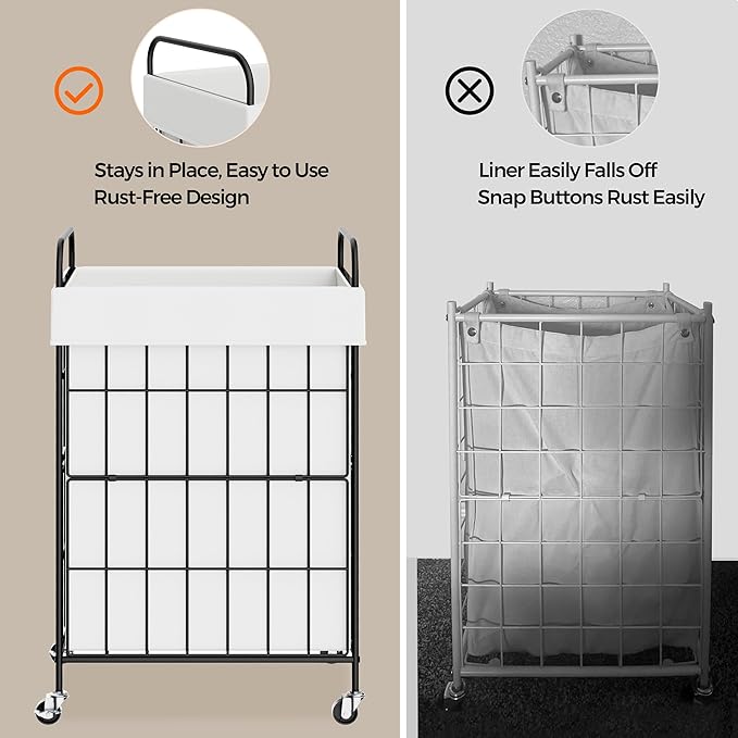 Laundry Hamper with Wheels, 90L Laundry Basket with Handle, Laundry Sorter with Removable Liner Bag