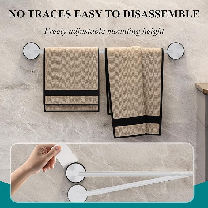 Towel Bar for Bathroom Wall,Adjustable 12~21 Inch Towel Racks for Bathroom Wall Mounted, Towel Holder for Glass Shower Door,Apparment Essentials,Home Decor-White(2pcs)