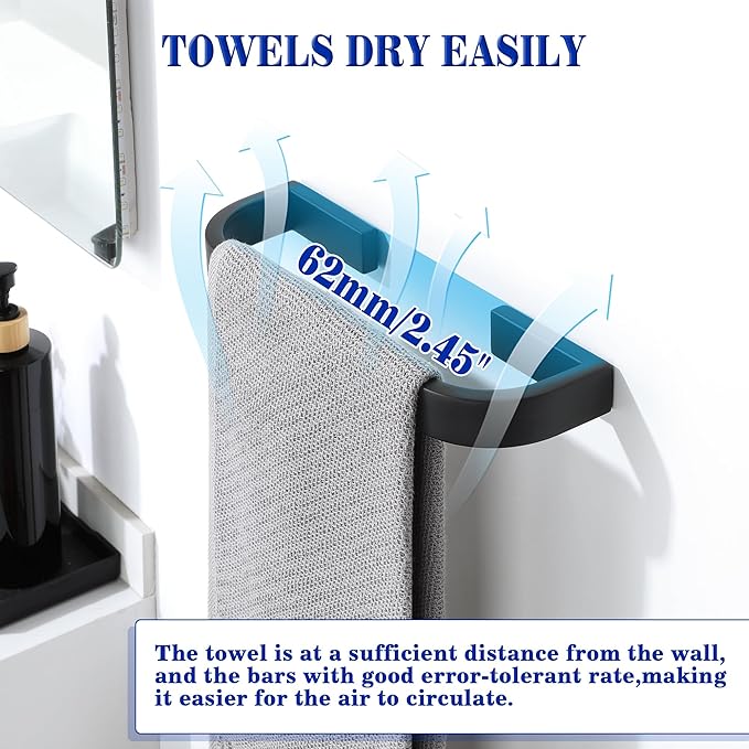 Alise 10'' Towel Bar for Bathroom,Black Towel Holder Towel Racks for Bathroom Wall Mount,SUS304 Stainless Steel Towel Rail Towel Hanger for Walls
