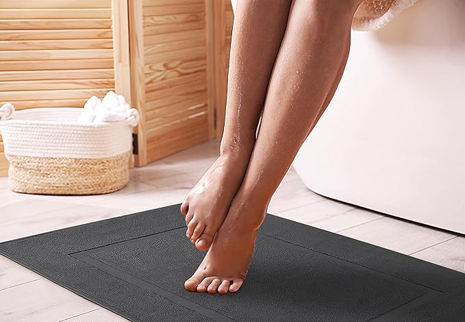 Utopia Towels Cotton Banded Rug Bath Mats, [Not a Bathroom Rug] 21x34 Inches, 100% Ring Spun Cotton - Highly Absorbent and Machine Washable Shower Bathroom Floor Towel, Grey, 32 Pack