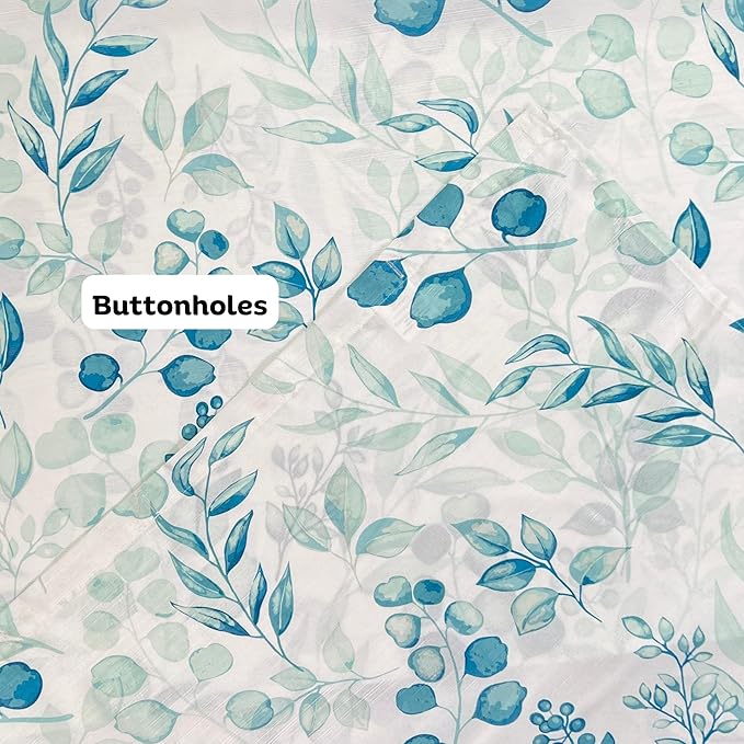 Serafina Home Hotel Quality Fabric Bathroom Shower Curtain: Floral Leaf Damask - Teal, Green and White (72 x 70 inches)
