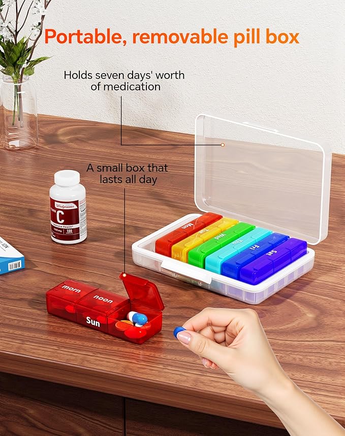 Large Medicine Cabinet Organizer with Tall Bottle Storage Bin & 7-Day Pill Box, 4-Tier Medicine Storage Organizer, Family First Aid Box Empty for Home(4C Medicine Box + Fabric Set)