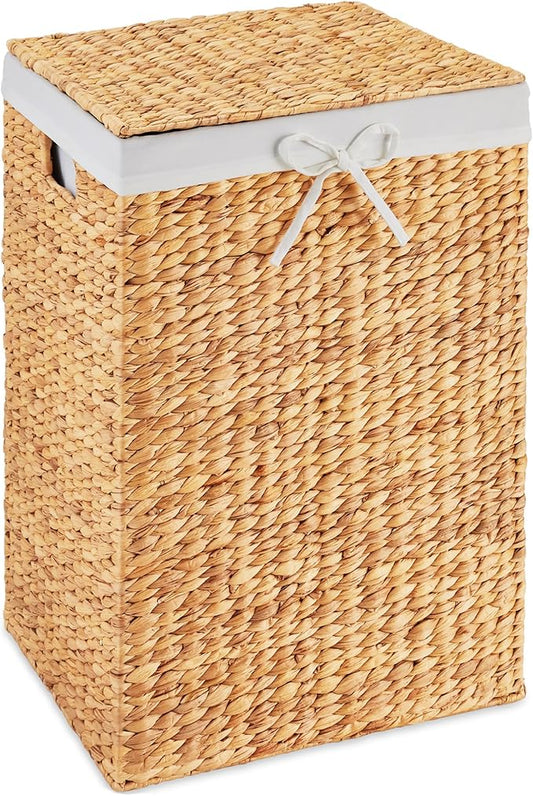 Best Choice Products Large Laundry Hamper w/Lid, Handwoven Laundry Basket, w/Removable Liner & Built-in Handles for Bathroom, Bedroom & Laundry Room, 26 Gal - Natural