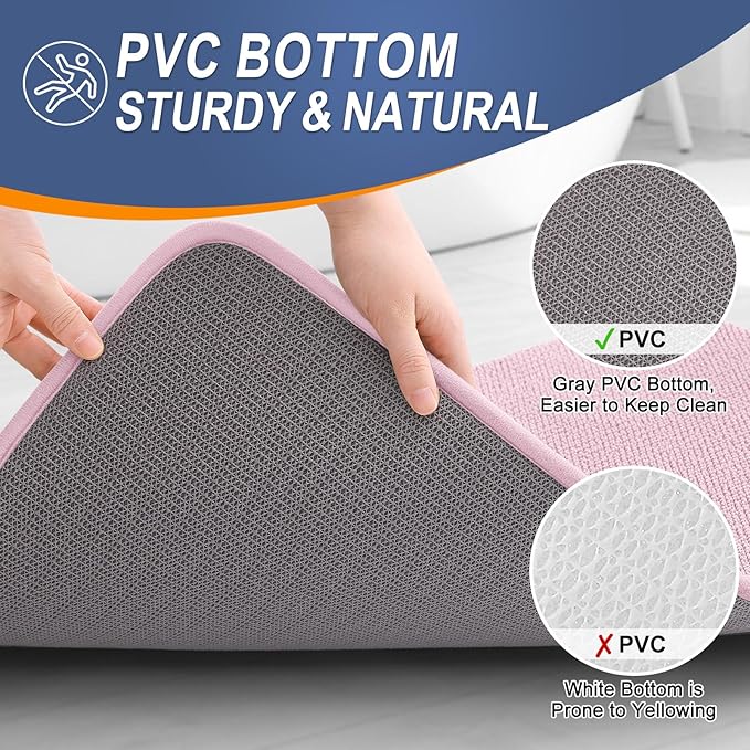 OLANLY Thick Memory Foam Bath Mat Rug 44x24, Extra Soft Absorbent Bathroom Rug, Quick Dry Bath Mats, Non-Slip, Machine Washable Carpet for Bathroom, Tub and Shower, Home Decor Accessories, Dusty Rose