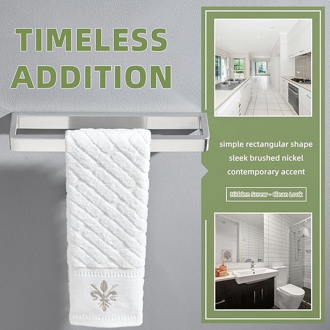 Angle Simple Hand Towel Holder, Wall Mount SUS 304 Stainless Steel Towel Bar Hanger Rack for Bathroom 11.73", Brushed Nickel