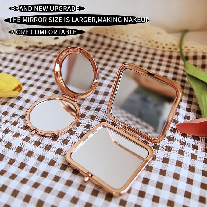 Compact Mirror for Purse Flower Small Floral Retro Folding Portable Pocket Mirror for Women Girls Travel Gift