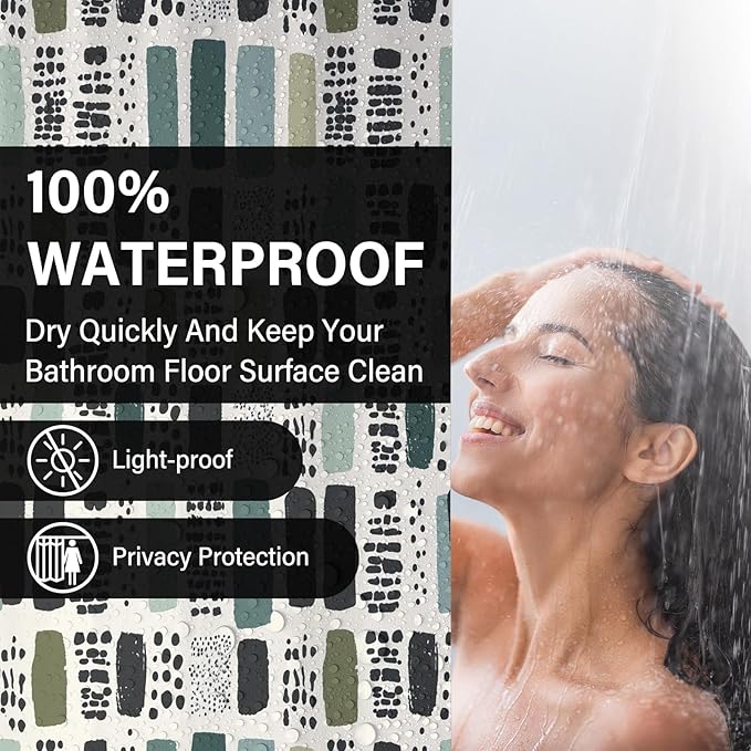Sage Green Shower Curtains for Bathroom,72x78 in Long Boho Shower Curtain for Modern Aesthetic Bathroom Accessories,Funny Waterproof Polyester Sage Bath Decor