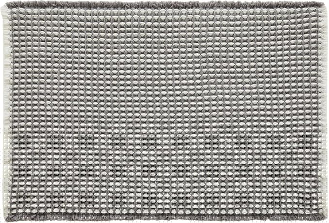 Waffle Bath Mat, Boho Bathroom Rugs Non Slip Washable Super Absorbent Quick Dry Bath Mat Farmhouse Bathroom Decor, 24"x16" Grey and White