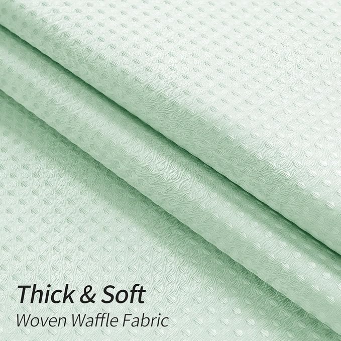 MitoVilla Green Shower Curtain 72 x 78, Long Waffle Fabric Shower Curtains for Modern Luxury Bathroom Decor, Heavy Duty Hotel Cloth Shower Curtains 78 inch Long, Mint Green