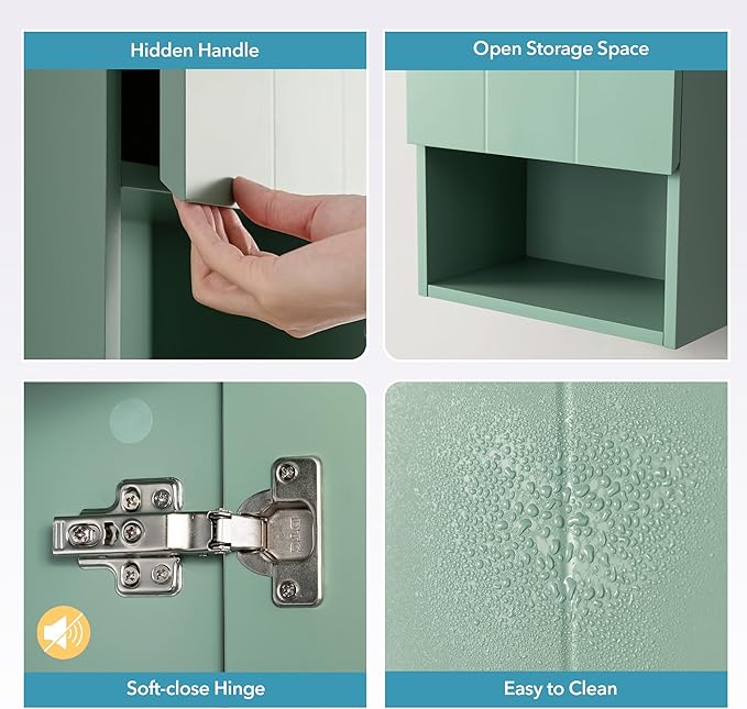 VANIRROR Bathroom Wall Cabinet with Single Door, Soft-Close Hinges, 15x27 inch Wooden Medicine Cabinet for Small Kitchen, Laundry, Entryway, Durable MDF Construction