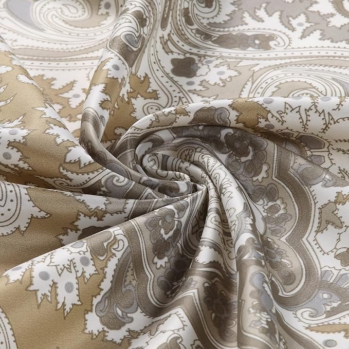 Palermo Farmhouse Khaki Classic Polyester Waterproof Fabric Paisley Vintage Printed Decorative Taupe Stall Shower Curtain for Bathroom,Small 54" W x 72" L