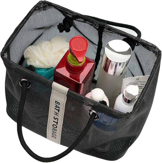 TOPASION Bath Storage Shower Caddy Organizer for Bathroom, College Dorm, Camp, Gym (Small Black)