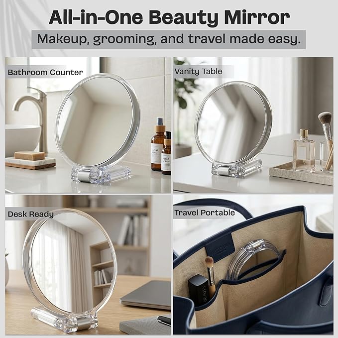 Danielle Magnification Folding Makeup Mirror 15X, Acrylic
