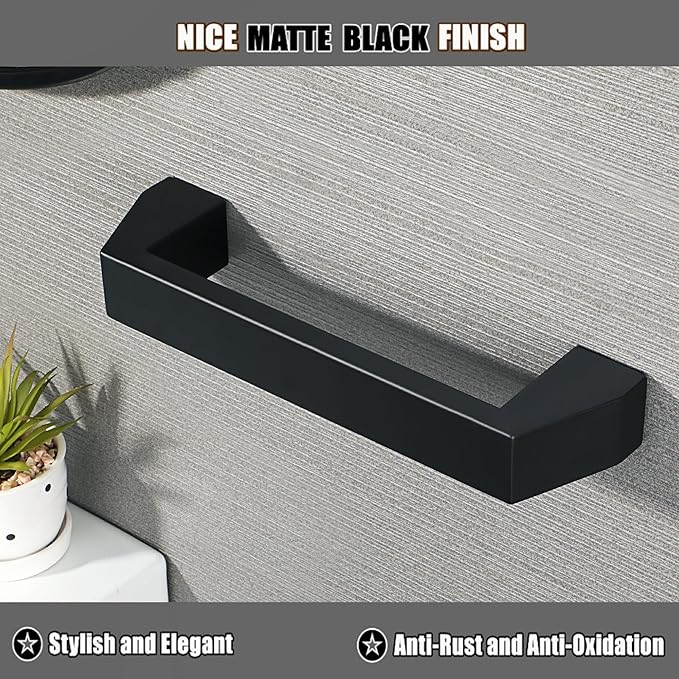 Alise 12 Inch Bath Towel Bars,Towel Hanger Towel Racks for Bathroom and Lavatory,SUS304 Stainless Steel Hand Towel Holder Towel Rail Wall Mount,Matte Black,GXY1540-300-B