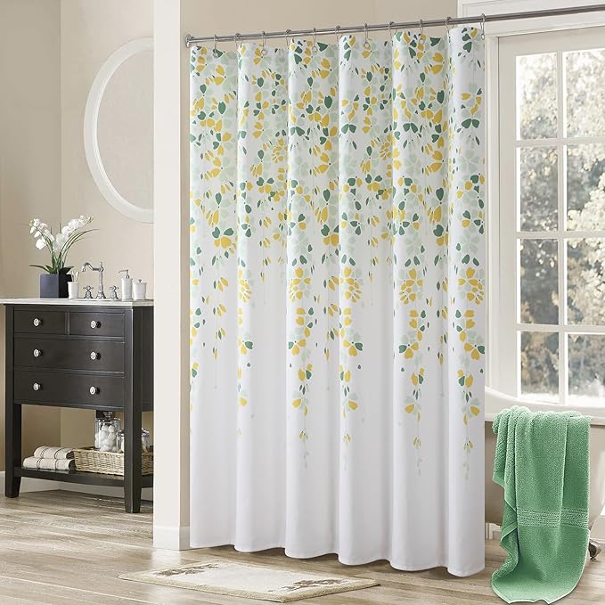 Boho Shower Curtain for Bathroom, Leaves Farmhouse Fabric Shower Curtain, Waterproof Plant Print Shower Curtains Bathroom Curtains, 72" W x 72" H
