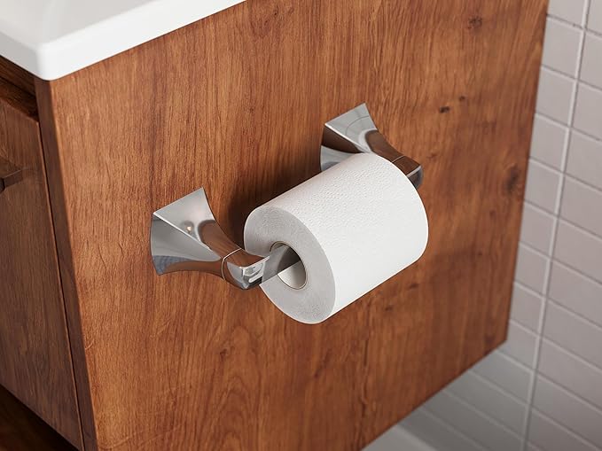 Pfister Bruxie Toilet Paper Holder, Bathroom Tissue Roll Holder, Wall-Mounted, Screw-in, Polished Chrome Finish, BPHBIE0C