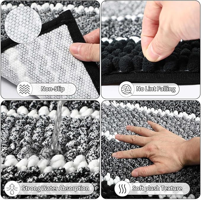 XLHOMO 25PCS Black Bathroom Accessories Sets Complete, with Shower Curtain, Rugs, Trash Can and Toilet Brush, Soap Dispenser, Toothbrush Holder and Cup, Soap Dish, Qtip Holder, Bathroom Decor Sets