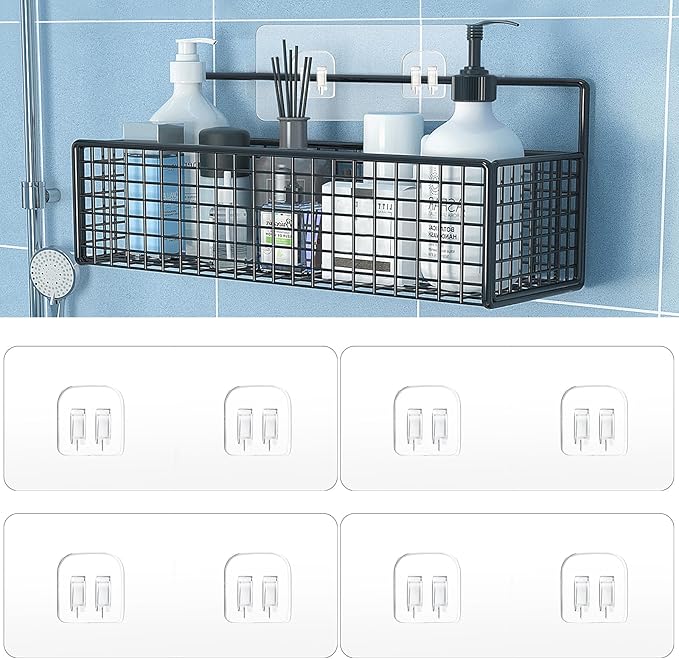 WY LIGHTING LEVEL 4 Pack Shower Caddy Adhesive Replacement, Strong Adhesive Sticker Hooks for Corner Shower Caddy Bathroom Shelf Basket Soap Dish Hanging Hooks Kitchen Accessories No Drilling