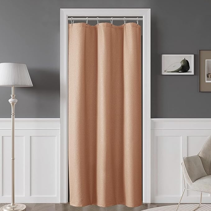 OVZME Small Stall Shower Curtain - Embossed Textured Bathroom Curtain, 36 x 72 Shower Curtain for RV Camper, Machine Washable Water Resistance, Coral