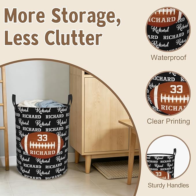 Custom Name Laundry Basket, Personalized Collapsible Laundry Hamper with Name for Bathroom Bedrooms, Customized Dirty Clothes Hamper Storage Basket Gifts for Kids Boys Girls Baby Men Women