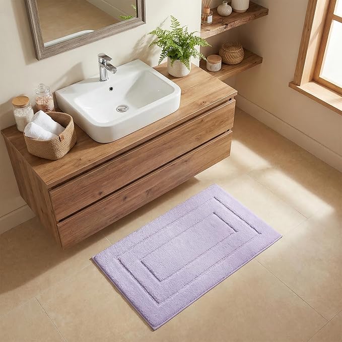 GRANNY SAYS Bathroom Rugs and Mats, 16" x 24" Non-Slip Bath Mat for Bathroom, Super Soft Absorbent Microfiber Bath Rug, Machine Washable and Dry, Small Lavender Rug for Shower, Tub and Bath Floor