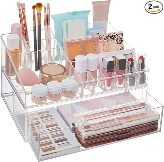 STORi Audrey Makeup Organizer & Drawer Bundle, Holder for Makeup Brushes, Palettes, & Beauty Supplies, Made in USA