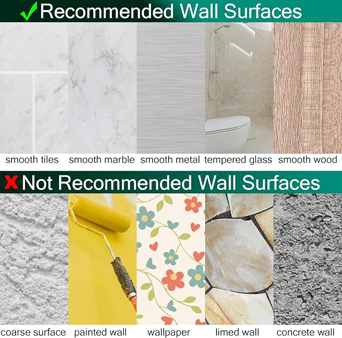 Shower & Kitchen Adhesive Stickers - 12 Pack for Shelves, Caddies & Racks