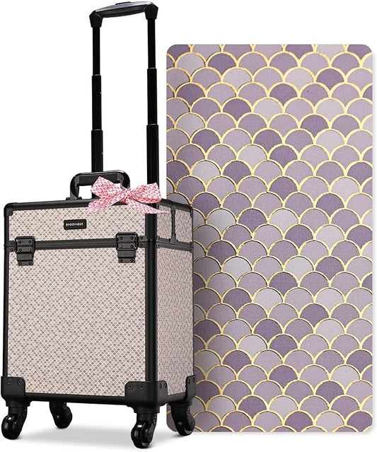 BYOOTIQUE Rolling Makeup Train Case Cosmetology Organizer Box Art Deco Graphite