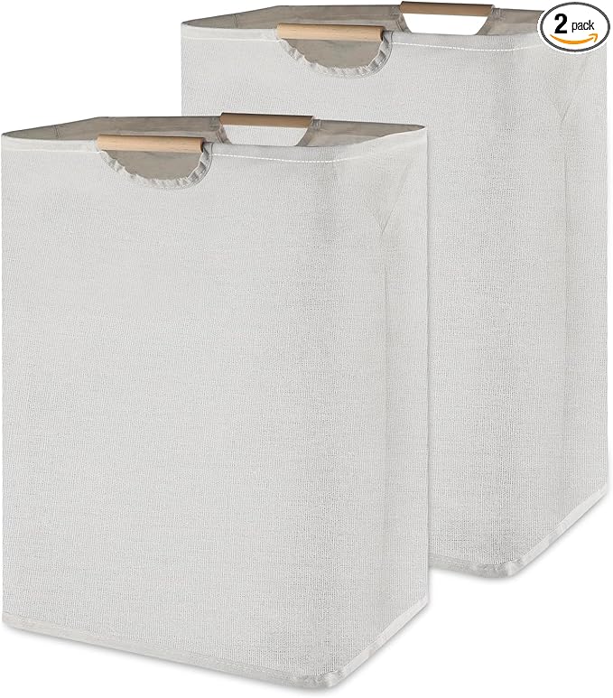 2Pcs Large Laundry Hampers with Handles, 60L Foldable Laundry Hamper, Freestanding Waterproof Clothes Hamper for Bedroom, Bathroom, Dorm, Laundry Room15.3"L x 10.6"W x 20.8"H (Grey)