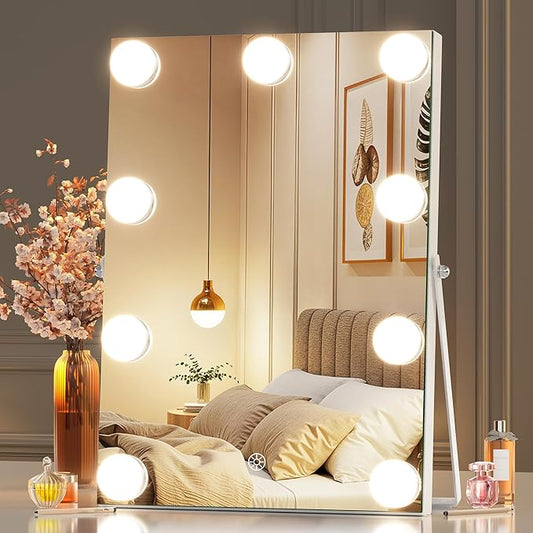 MINISO Vanity Mirror with Lights - 9.8" x 13.8" Hollywood Makeup Mirror with Adjustable Brightness,3 Modes Light