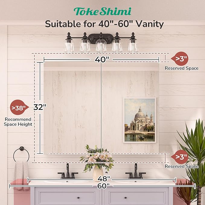 TokeShimi 40x32 Bathroom Medicine Cabinet with Mirror White, Aluminum Tempered Mirrored Medicine Cabinet Recessed or Wall Mounted with Adjustable Storage Metal for Modern Farmhouse