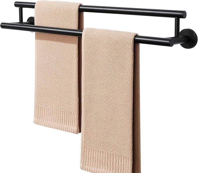 Alise Double Towel Bar Black,20" Towel Rack for Bathroom Wall Mounted,Bathroom Towel Rack SUS304 Stainless Steel Bathroom Towel Holder Quick Drying Hand Towel Holder Towel Bar for Walls